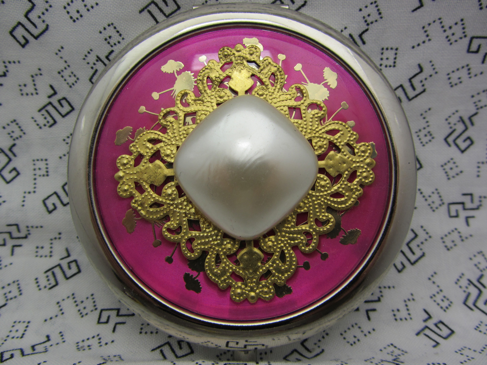 Hot Pink and Pearly White Compact Mirror