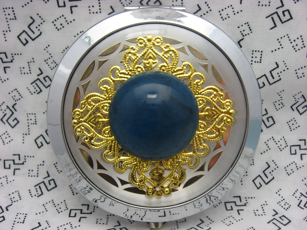 Compact Mirror Silver and Blue